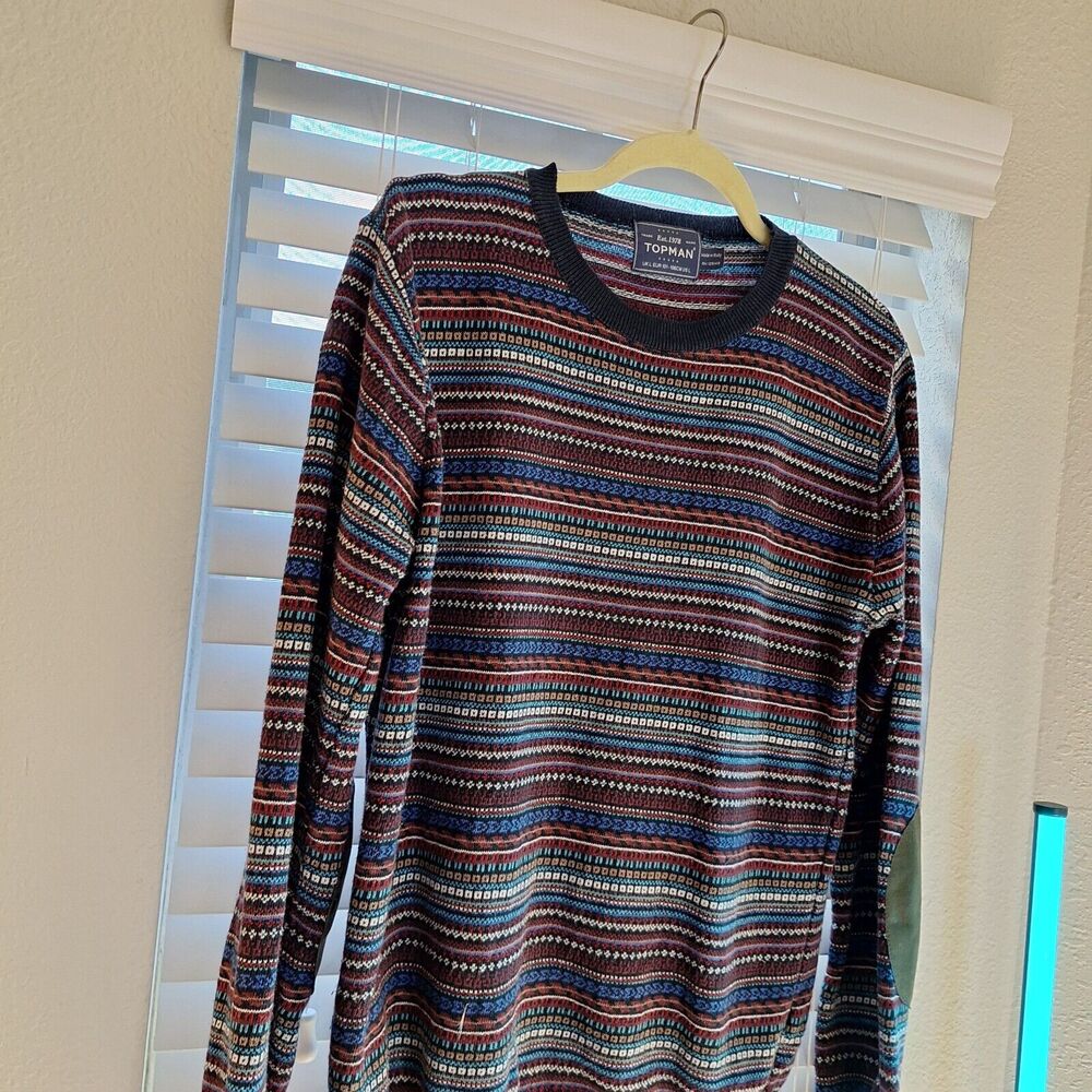 Topman Size L Light Pullover Sweater w/ Elbow Patches